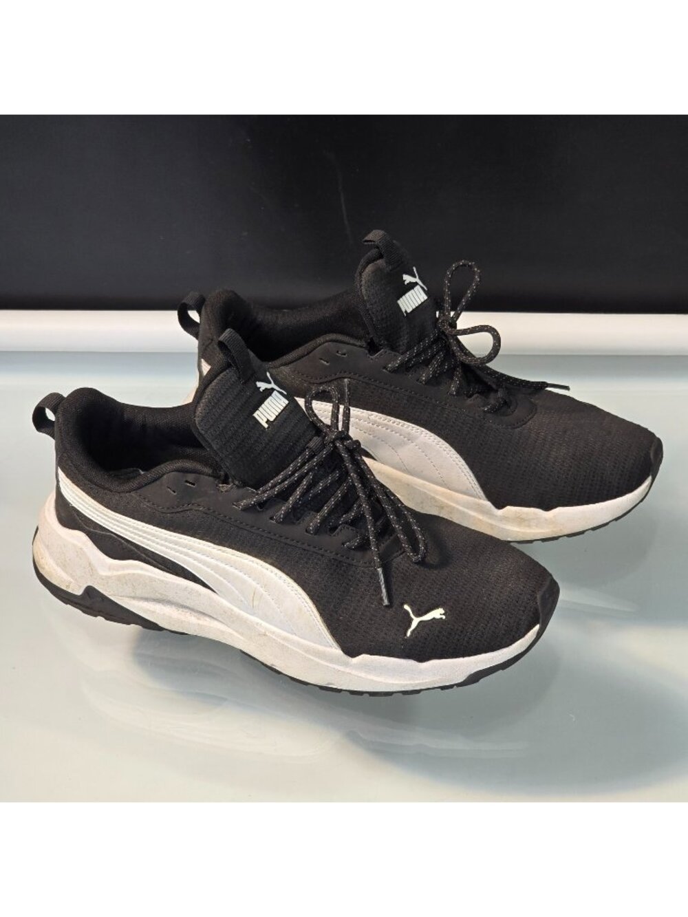 PUMA Zip C Mens Sneaker Size 10 Black White Athletic Running Shoes